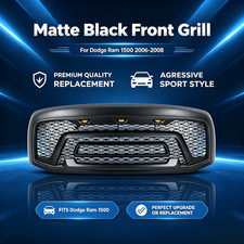 US Stock Front Grill for Dodge Ram 1500 2006-2008 Matte Black W/ LED fast ship picture