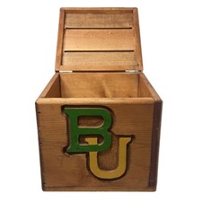 Baylor University Wooden Large Hinged Box Carved Painted Logo Storage NCAA Bears picture