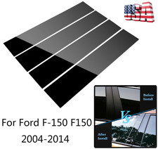 4 For 2004-2014 Ford F150 Door Pillar Post Trim Gloss Black Car Auto Accessories picture