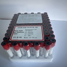 200PCS VACUUM BLOOD COLLECTION PLAIN TUBE NO ADDITIVE, 16X100MM,10ML ,EXP 2028 picture