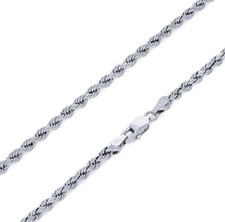 10K White Gold 1.5mm-7mm Diamond Cut Rope Chain Necklace Mens Womens 16