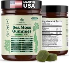 Natural Rems Sea Moss Gummies 16-in-1 – Green Apple Flavor | 30 Gummies picture