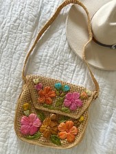 Vintage 60s/70s Wicker Purse Tourist Woven Rattan Hippie picture