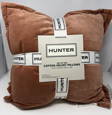 2x HUNTER Home Luxury Cotton Velvet Plush Pillows 20x20 Desert Rose Set NEW picture