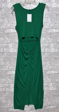 NWT Sugarlips Green Bodycon  Cut Out Front Knot Midi Dress Size Medium picture