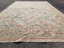 Antique French Handmade Aubusson Floral Wool Multicolor Rug Carpet 9x5.8ft picture