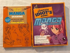 Lot of 2 Manga Drawing Books (The Little Book of Manga Drawing/Idiot’s Guide) picture