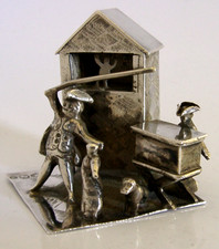RARE DUTCH 833 SOLID SILVER MINIATURE PUNCH & JUDY SHOW MODEL 1903 picture