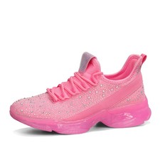 LUCKY STEP Women's Rhinestone Mesh Walking Shoes Fashion Glitter Sneaker picture