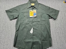 Vtg SEARS Work 'n Leisure Perma-Press Work Shirt - M 15-15.5 Olive Green NOS picture