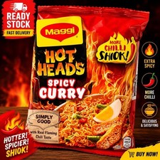 MAGGI Hot Heads Spicy Curry Instant Noodles Extra Spicy Malaysian Halal 5 pcs picture