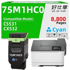 75M1HC0 Cyan Toner Cartridge Compatible for Lexmark CS531 CX532(8800 Pages) picture