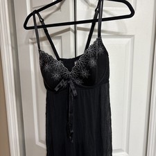 Cacique Sheer Sexy Babydoll Lingerie Teddy Women's Black/Silver Size 18/20 picture