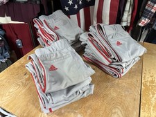 adidas Icon Gray Red Piped Baseball Pants Mens M Medium 34 Long Open Hem GUC picture