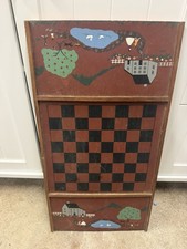 Vintage Folk Art Checker & Chess Board Painting On Wood  picture
