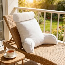 The reading pillow has a waist support, an armrest, and a neck support. picture