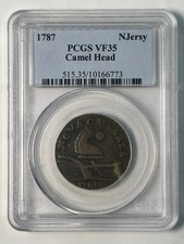 1787 New Jersey Copper  PCGS VF-35 BN Camel Head- Great Surfaces picture