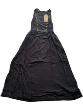 Disturbia Rootweave Embroidered Shirred Midi Dress Black Goth US 2 UK 6 NWT picture