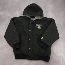 Vintage 90s Starter NFL Oakland Raiders Youth Puffer Jacket Quilted Hooded picture