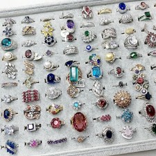20Pcs Mixed Crystal Rings Bulk Wholesale Fashion Jewelry For Women New US picture
