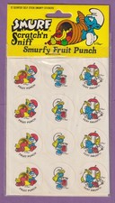 Vintage 1980s SMURF Scratch & Sniff Stickers FRUIT PUNCH picture