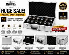Invicta 18 SLOT Aluminum SILVER Finish Luxury Briefcase Watch Collector Case picture