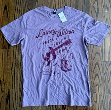 Lainey Wilson Peace Love Cowboys T-Shirt M Purple RARE NWT Official Country picture