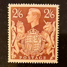 GB, GV1 George VI Pre-Decimal 2/6 Brown Arms High Value Postage Stamp mnh picture