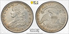 1834 50C O-107 CAPPED BUST HALF PCGS XF DET. (CLEANED) JUST GRADED  picture
