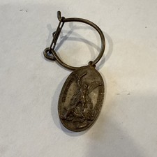 Vintage Catholic Atoms For Peace Mary St Michael Protect Us Medal Pendant  picture