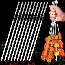 10PCS Flat Metal BBQ Skewers – 12