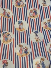 Vintage Holly Hobbie Fabric Manes Red White Blue Stripes American Greetings picture