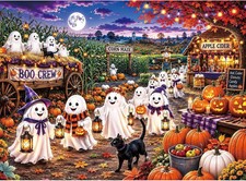 500 Piece Halloween Village Jigsaw Puzzle for Adults, Ghost Pumpkin Puzzle Cute picture