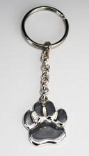 Custom Designed and Original Paw Print Pendant of Sterling Silver Key Ring  picture