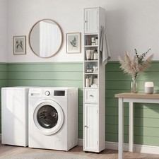 White MDF with vertical stripes, 20*20*180cm, 1 drawer, 2 doors, 4 shelves picture