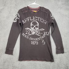 Affliction Thermal Knit Long Sleeve Y2K Standard Live Fast Reversible Men Medium picture