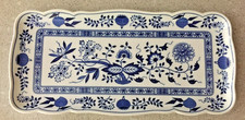 VINTAGE HUTSCHENREUTHER BLUE ONION RECTANGULAR RELISH TRAY SCALLOP 1960s picture