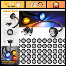 50 Pcs Mini Round 2 LED Amber Blue Side Marker Lights 12V for Truck Boat Trailer picture