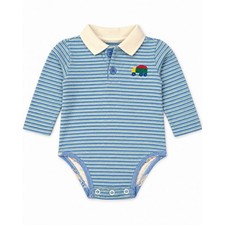Vintage striped polo bodysuit with embroidered truck detail picture