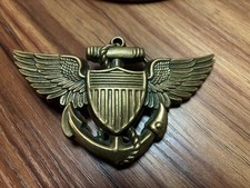 VTG 1979 US Navy Pilot Wings Belt Buckle Solid Brass Baron BBB 6178 Marine Corps picture
