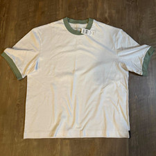 Todd Snyder Men's White/Green Ringer T-Shirt Cotton Knit Crew Neck Short S picture