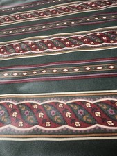 Vtg 90s Stanley King Floral Stripe Upholstery Fabric Chintz Green Burgundy 6 YDS picture