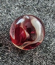 HTF Alley Agate Clear Transparent W/ Cranberry And White Swirl Marbles 9/16