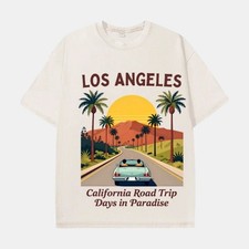 M Y2K Oversized Washed Los Angeles California Graphic Tee Vintage picture