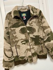 Vintage CABELAS Jacket Mens Camo High Pile Berber Fleece Gore Medium Made USA picture