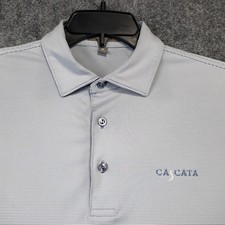 Peter Millar Summer Comfort Cascata Golf Club Polo Shirt Men Medium Striped Blue picture