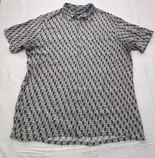 Vintage Campia Moda Rayon Shirt Men Black Tan  Geometric Print Size XL picture