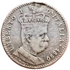 ITALY Colonia  Eritrea  1 LIRE 1890 Umberto I Silver KM#2 09/26 picture