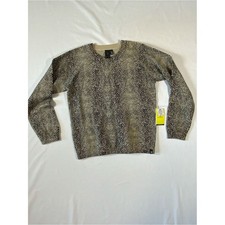 Volcom Kids Beige Black Animal Print Crew Neck Knit Sweater NWT Size M 8/10 picture