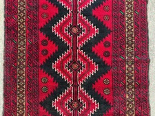 4x6 VINTAGE ORIENTAL RUG handwoven red handmade ANTIQUE heriz navy fine real 4x7 picture